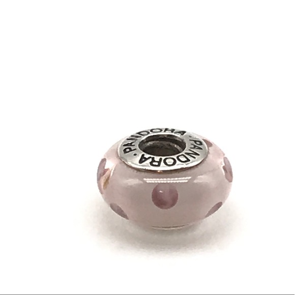 Pandora Light Pink Polka Dots Murano Charm - Picture 5 of 5
